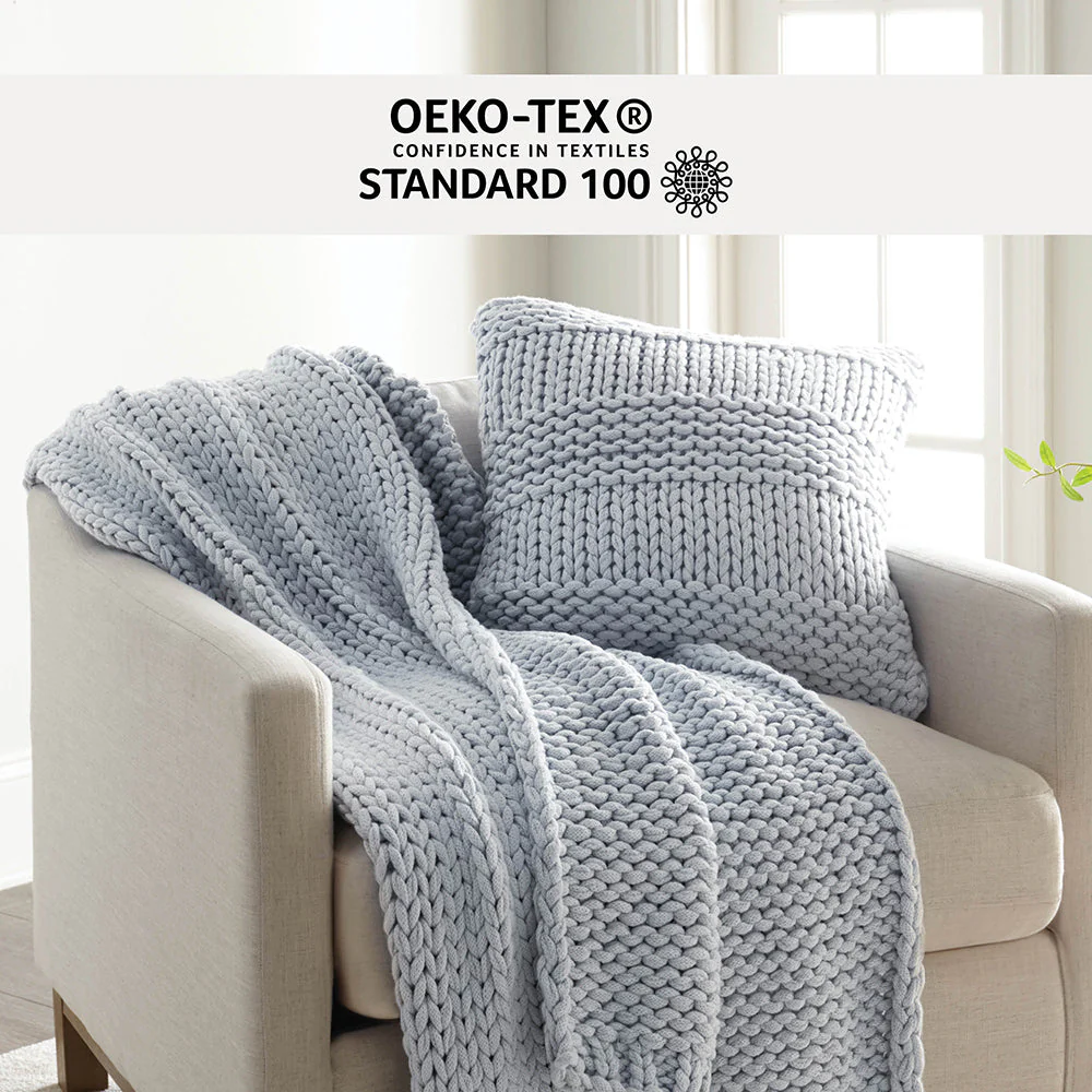 Chunky Knit Throw Blanket and Decor Pillow with Insert Bundle (Sale) - Image 25