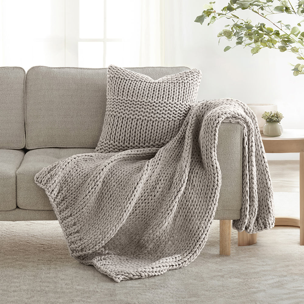 Chunky Knit Throw Blanket and Decor Pillow with Insert Bundle (Sale) - Image 7