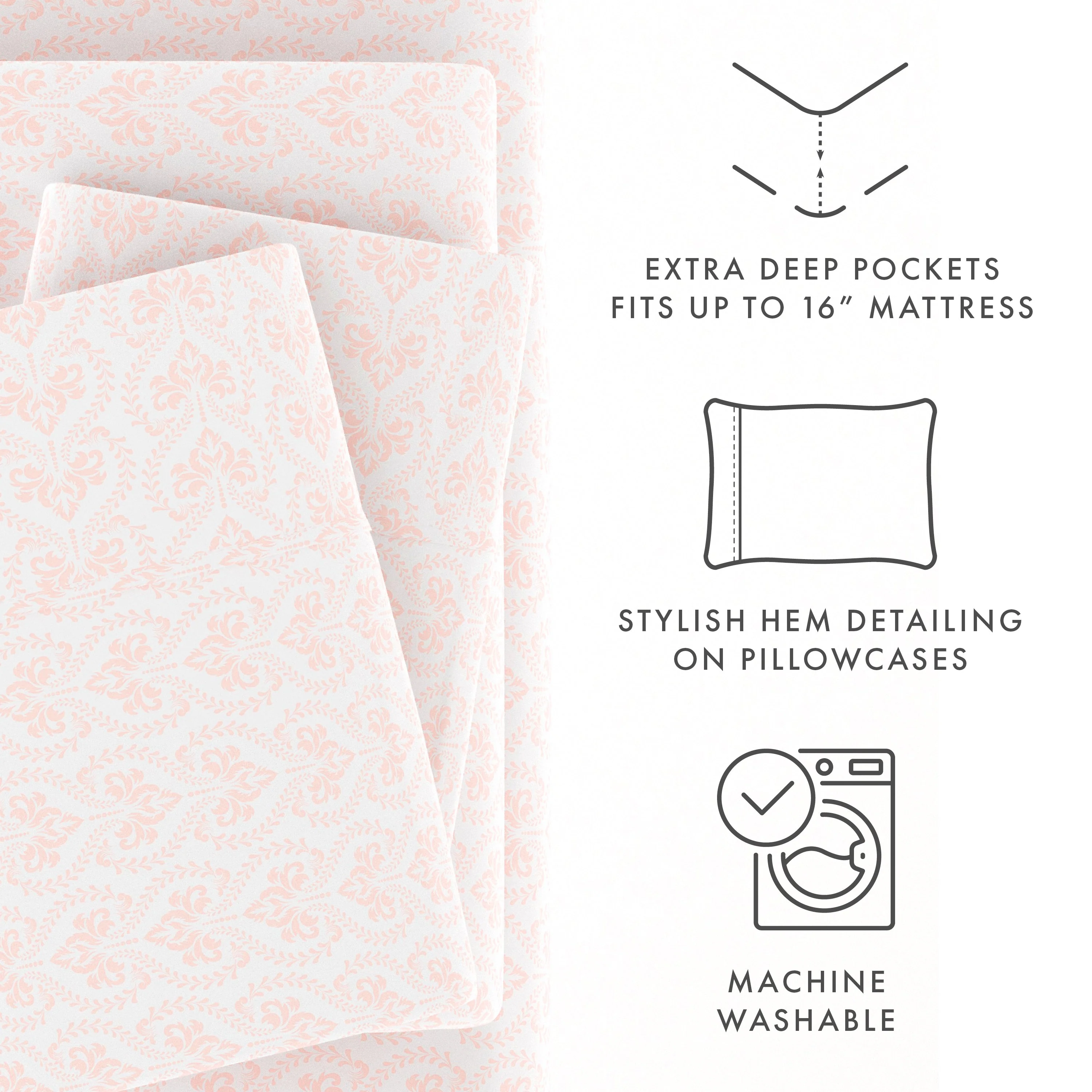 Classic in Pink Pattern 4-Piece Sheet Set (Sale) - Image 7