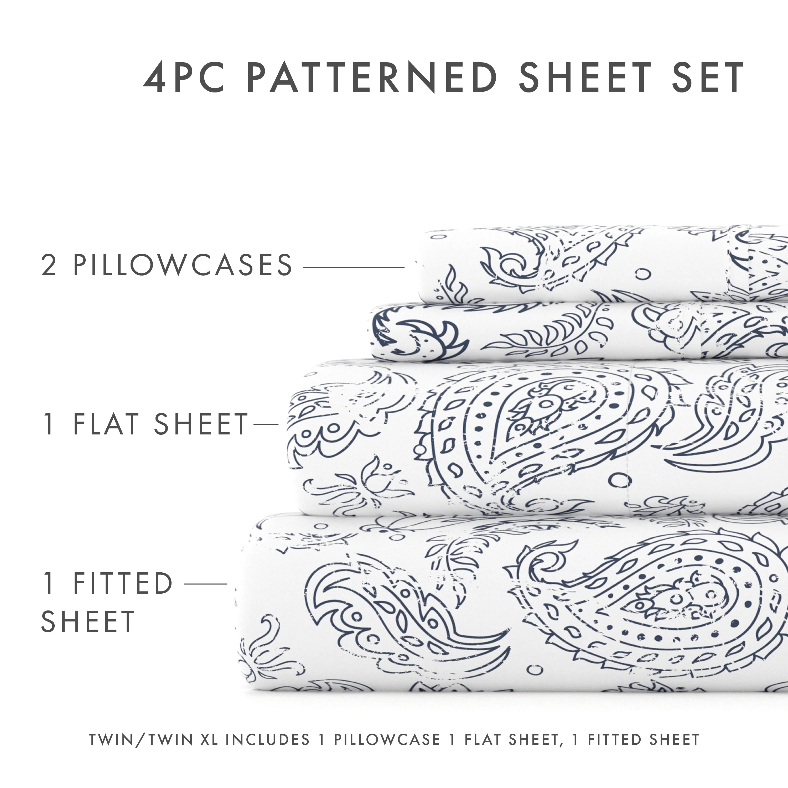 Coarse Paisley Pattern 4-Piece Sheet Set (Sale) - Image 9