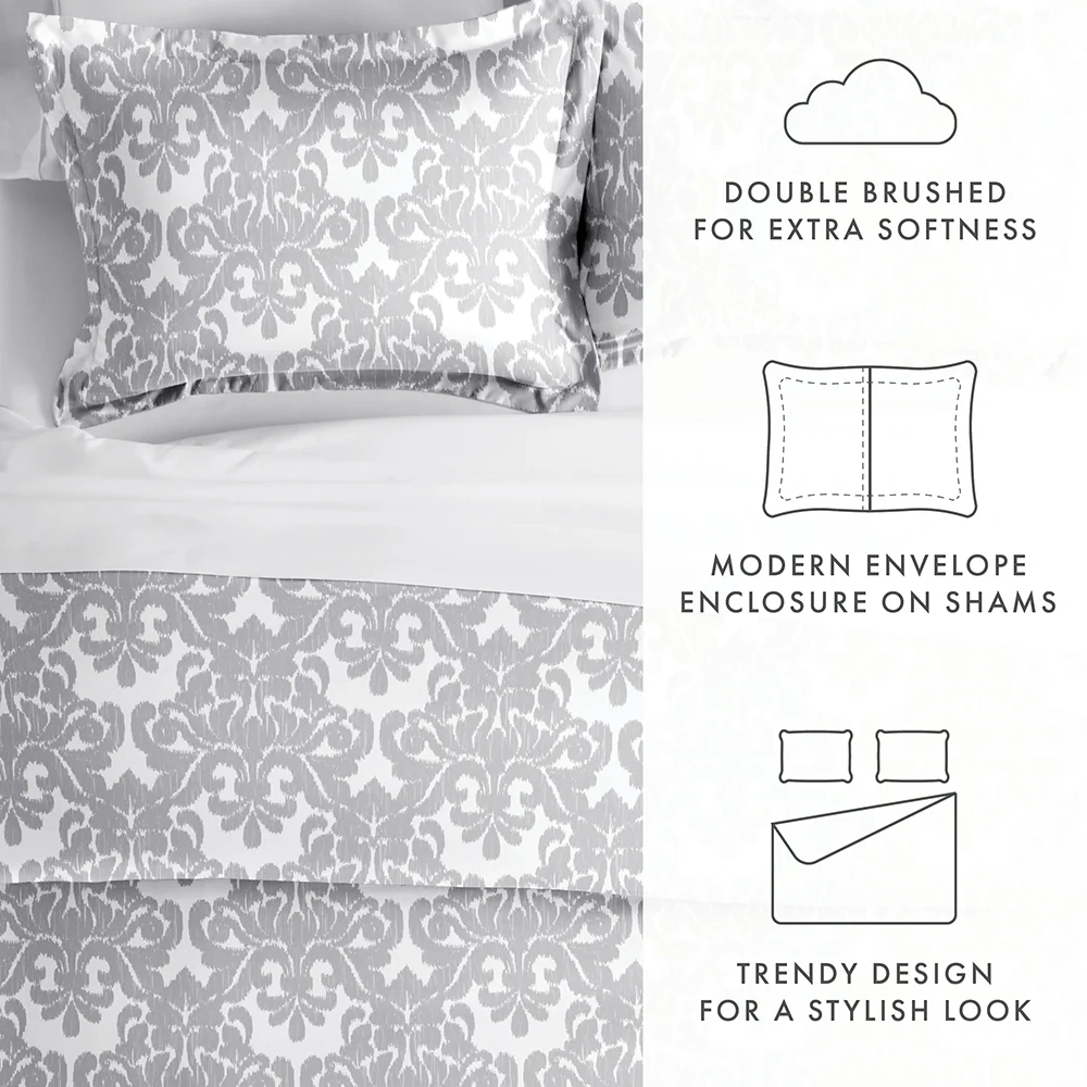 Soft Damask Pattern 3-Piece Duvet Cover Set (Sale) - Image 8