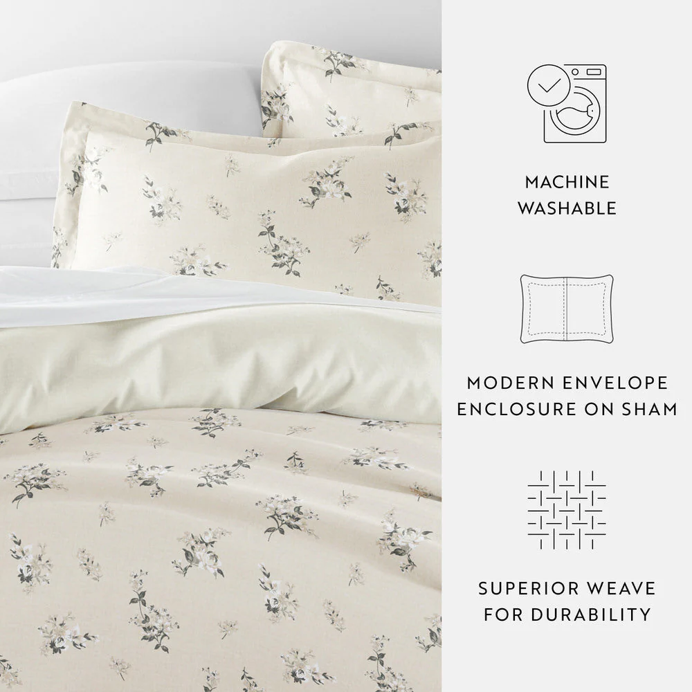 Delicate Floral Pattern 3-Piece Reversible Duvet Cover Set (Sale) - Image 13