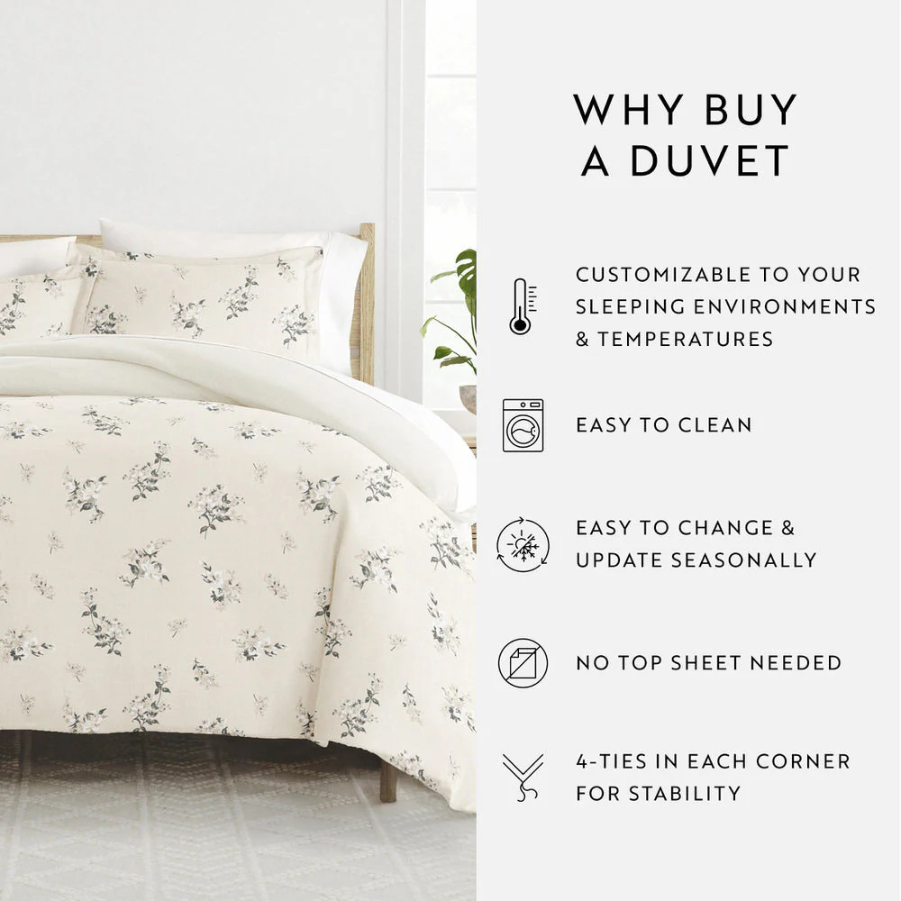 Delicate Floral Pattern 3-Piece Reversible Duvet Cover Set (Sale) - Image 15