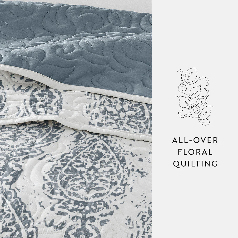 Distressed Damask Reversible Quilted Coverlet Set (Sale) - Image 13