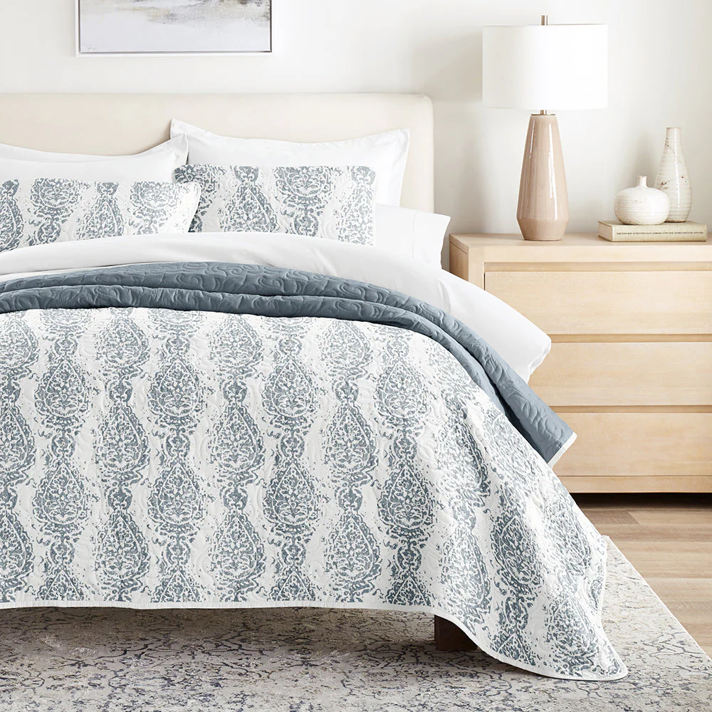 Distressed Damask Reversible Quilted Coverlet Set (Sale) - Image 5