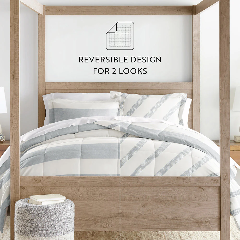 Distressed Stripe Reversible Down-Alternative Comforter Set (Sale) - Image 12