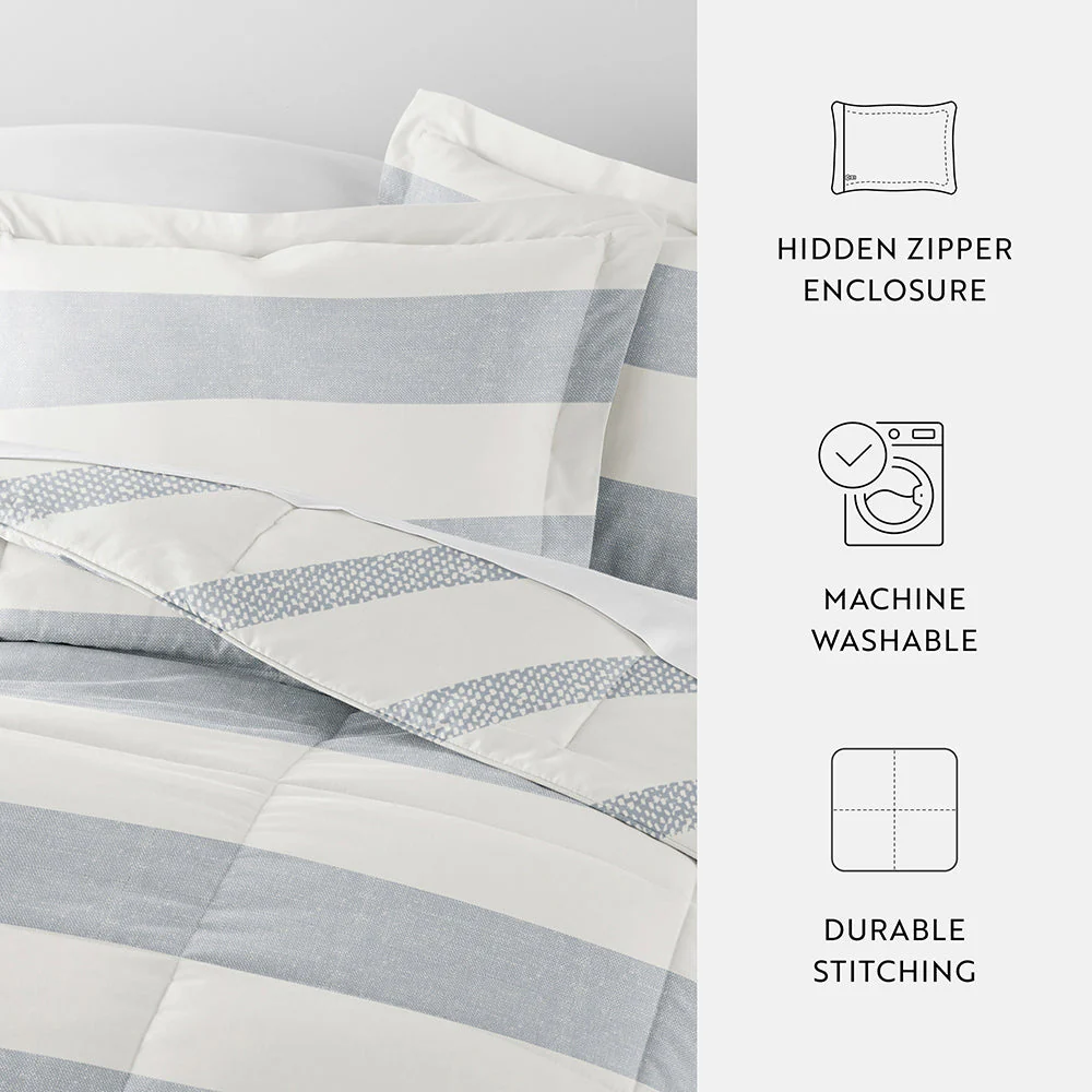 Distressed Stripe Reversible Down-Alternative Comforter Set (Sale) - Image 13