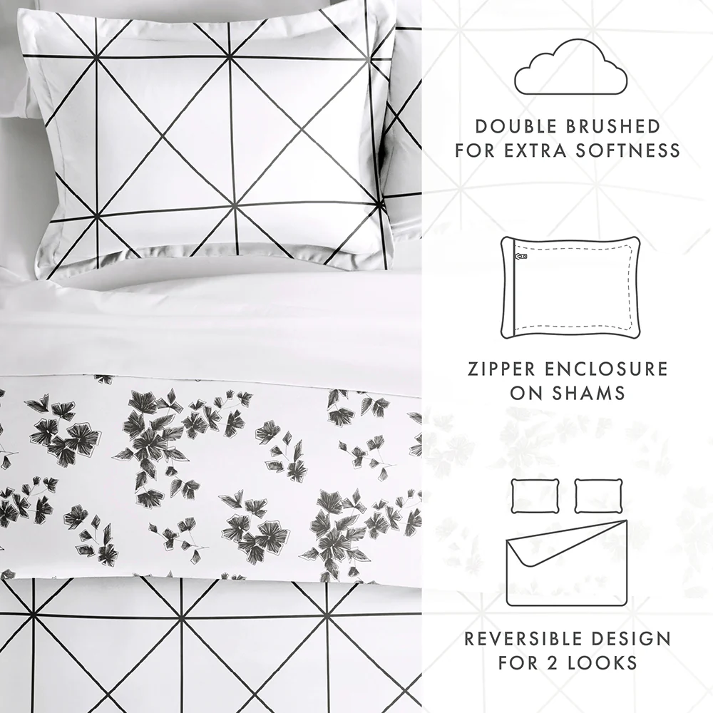 Edgy Flowers Pattern 3-Piece Reversible Duvet Cover Set (Sale) - Image 10