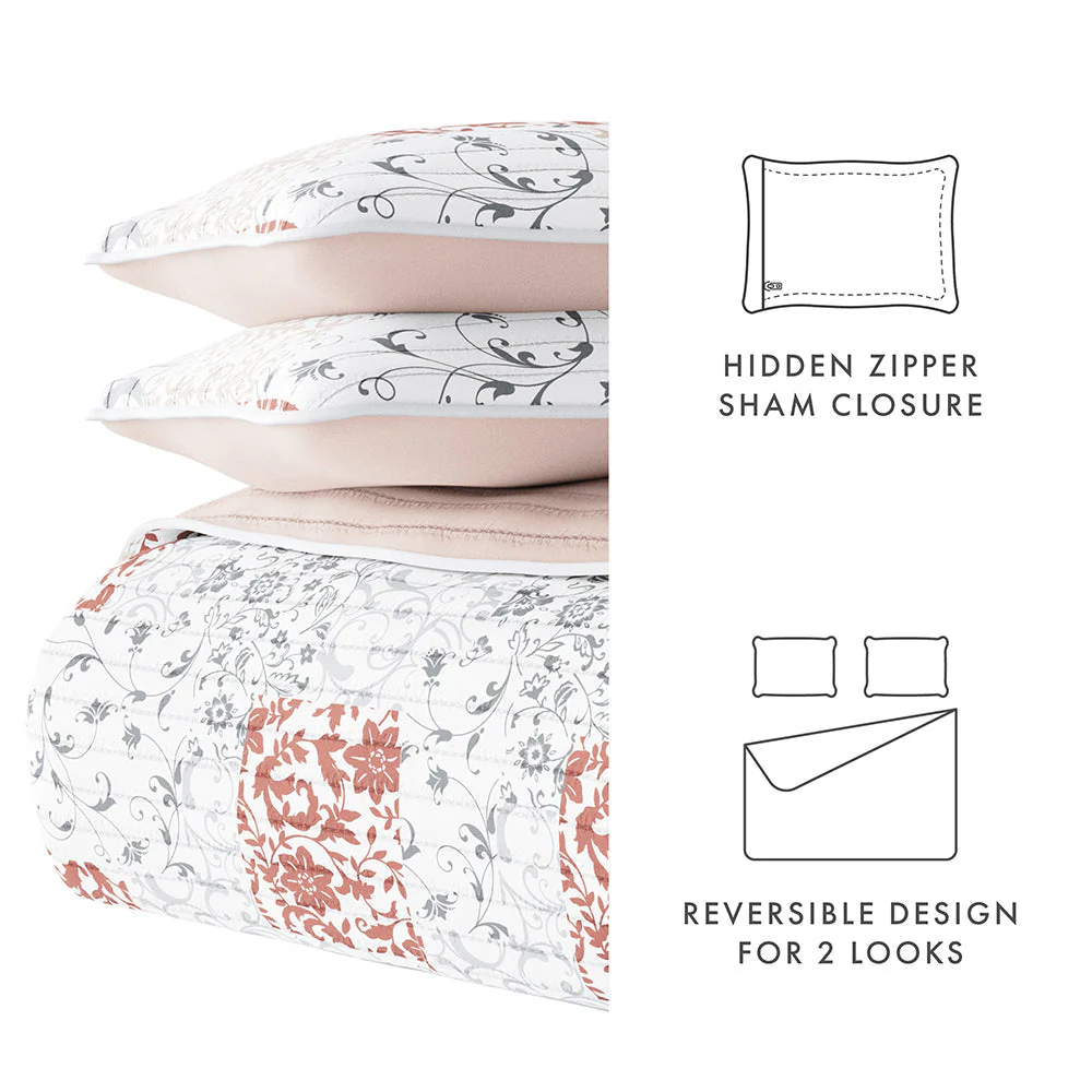 Sale - Floral 3-Piece Quilted Coverlet Set - Image 108