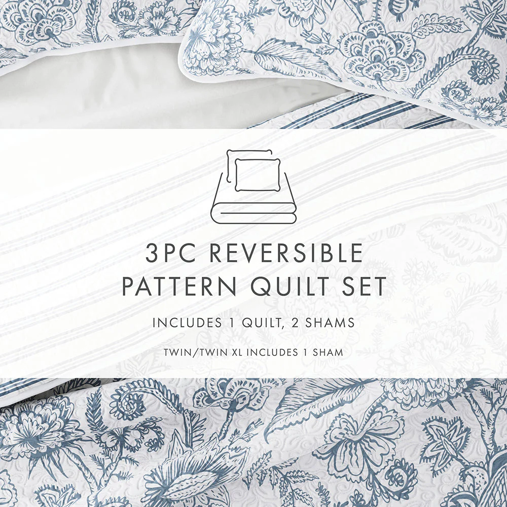 Sale - Floral 3-Piece Quilted Coverlet Set - Image 73