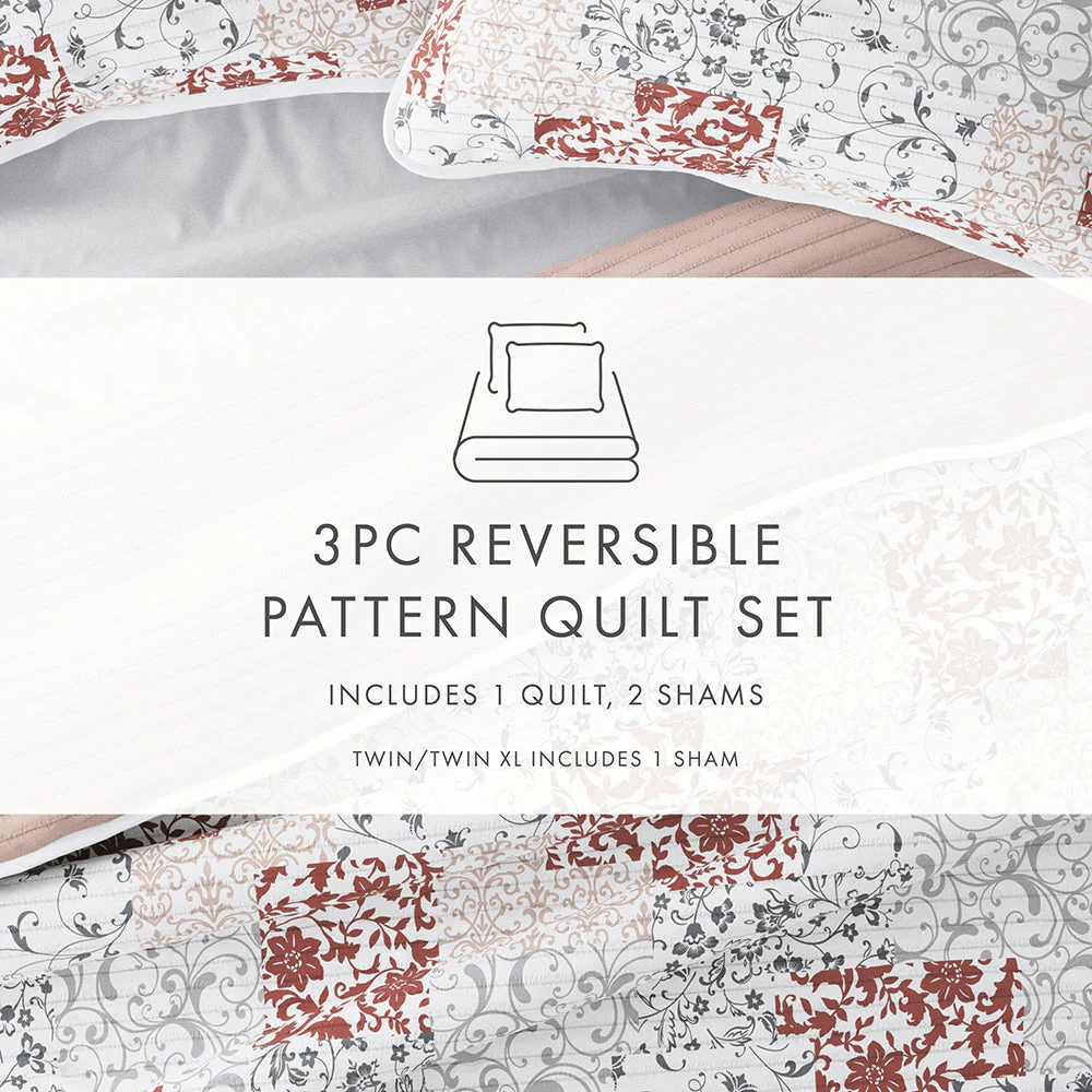 Sale - Floral 3-Piece Quilted Coverlet Set - Image 75