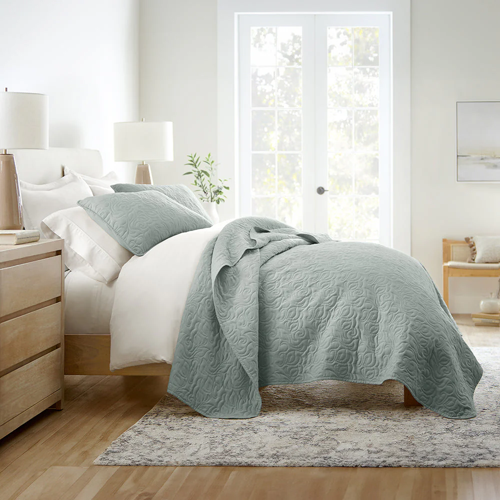 3-Piece Floral Stitch Quilted Coverlet Set (Sale) - Image 13