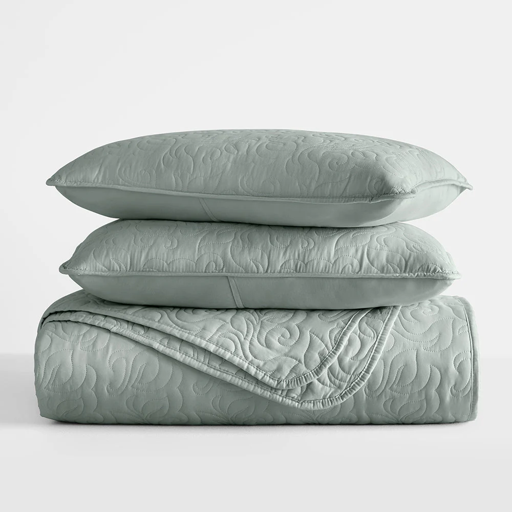 3-Piece Floral Stitch Quilted Coverlet Set (Sale) - Image 31