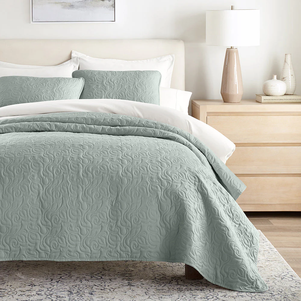 3-Piece Floral Stitch Quilted Coverlet Set (Sale) - Image 7