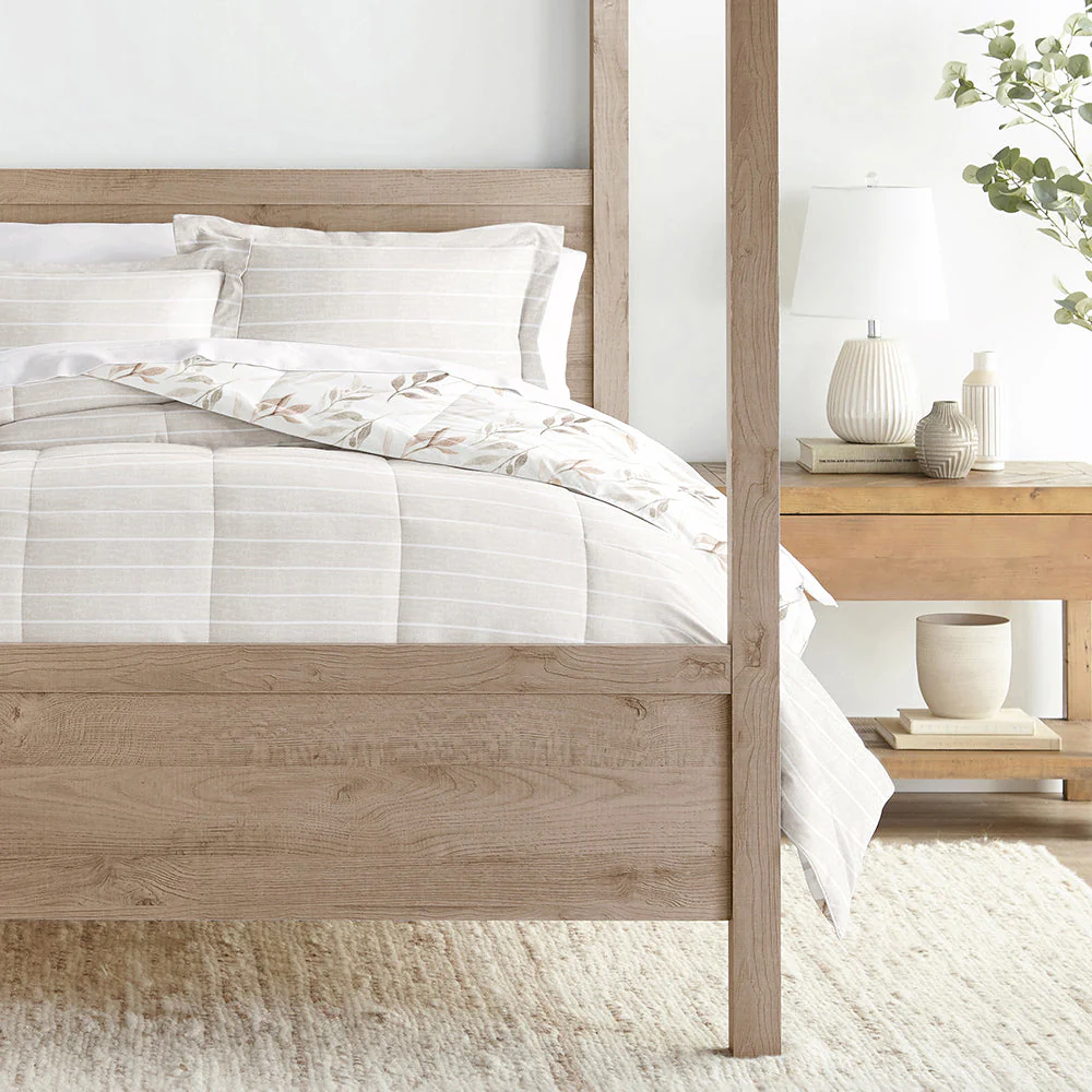 Foliage Stripe Reversible Down-Alternative Comforter Set (Sale) - Image 4