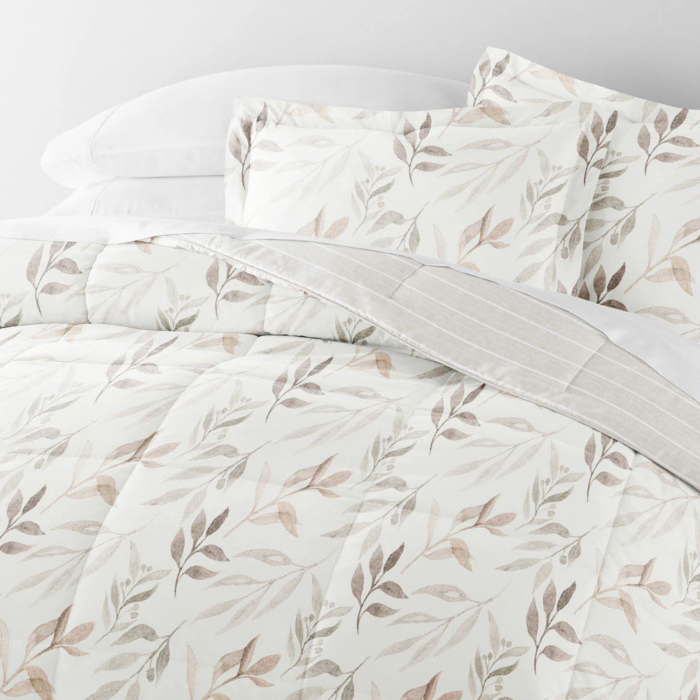 Foliage Stripe Reversible Down-Alternative Comforter Set (Sale) - Image 7