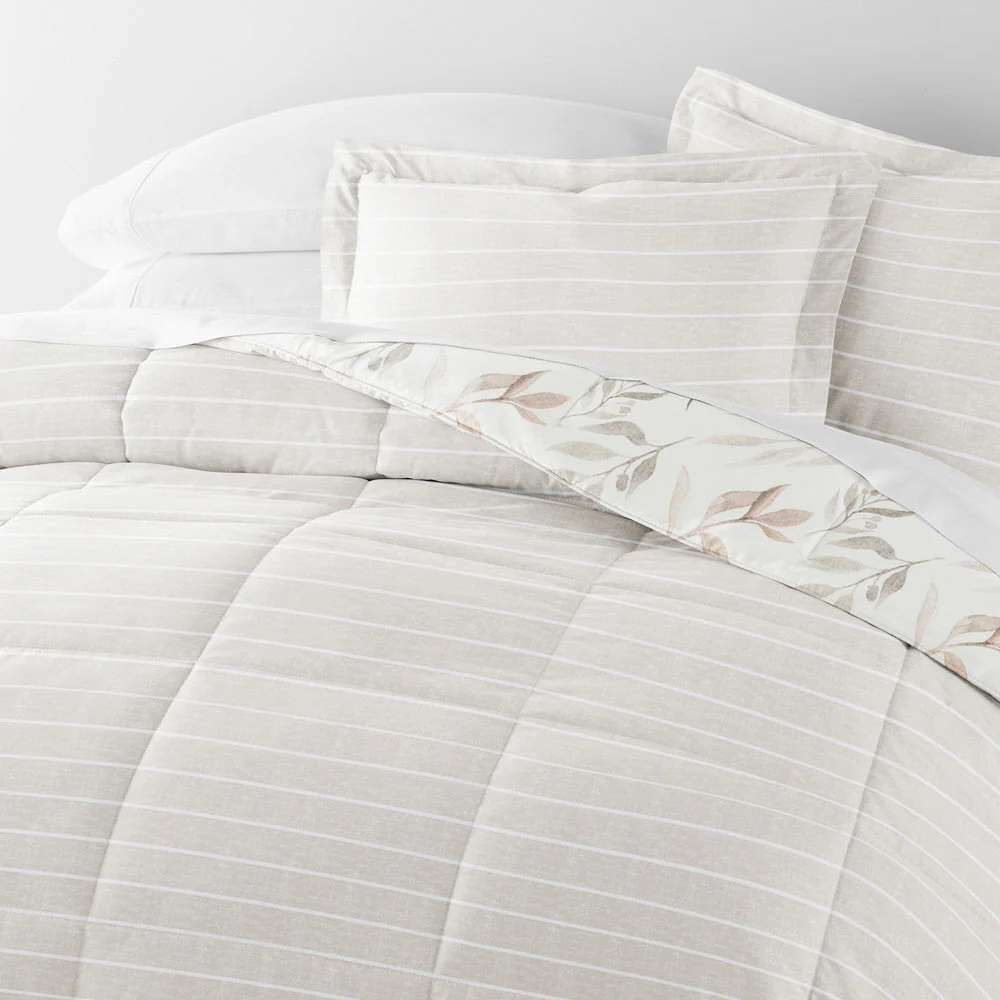 Foliage Stripe Reversible Down-Alternative Comforter Set (Sale) - Image 8