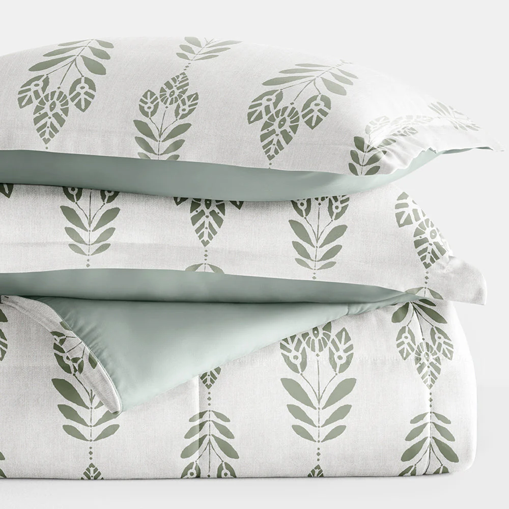 Folk Leaves Reversible Down-Alternative Comforter Set (Sale) - Image 9
