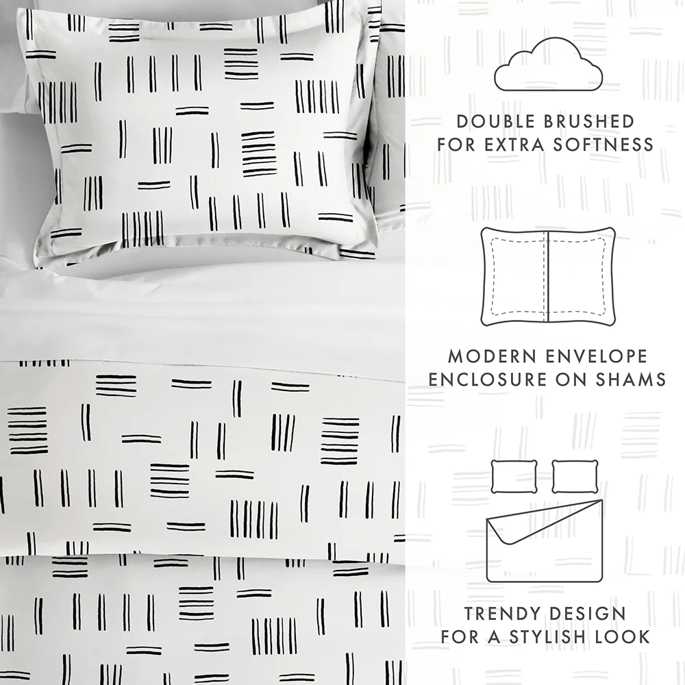 Geo Dash Pattern 3-Piece Duvet Cover Set (Sale) - Image 15