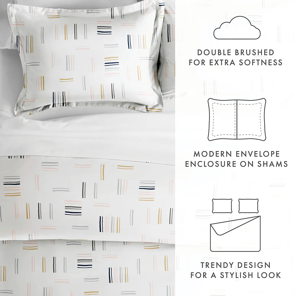 Geo Dash Pattern 3-Piece Duvet Cover Set (Sale) - Image 16