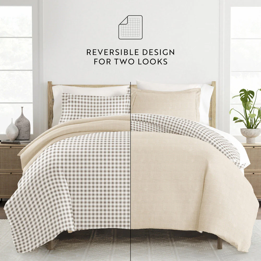Gingham Check Pattern 3-Piece Reversible Duvet Cover Set (Sale) - Image 12