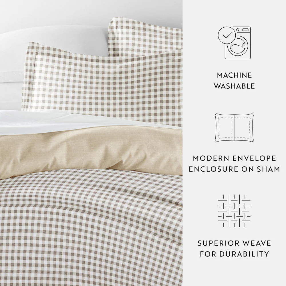 Gingham Check Pattern 3-Piece Reversible Duvet Cover Set (Sale) - Image 13