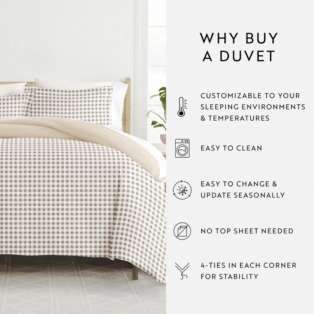 Gingham Check Pattern 3-Piece Reversible Duvet Cover Set (Sale) - Image 15