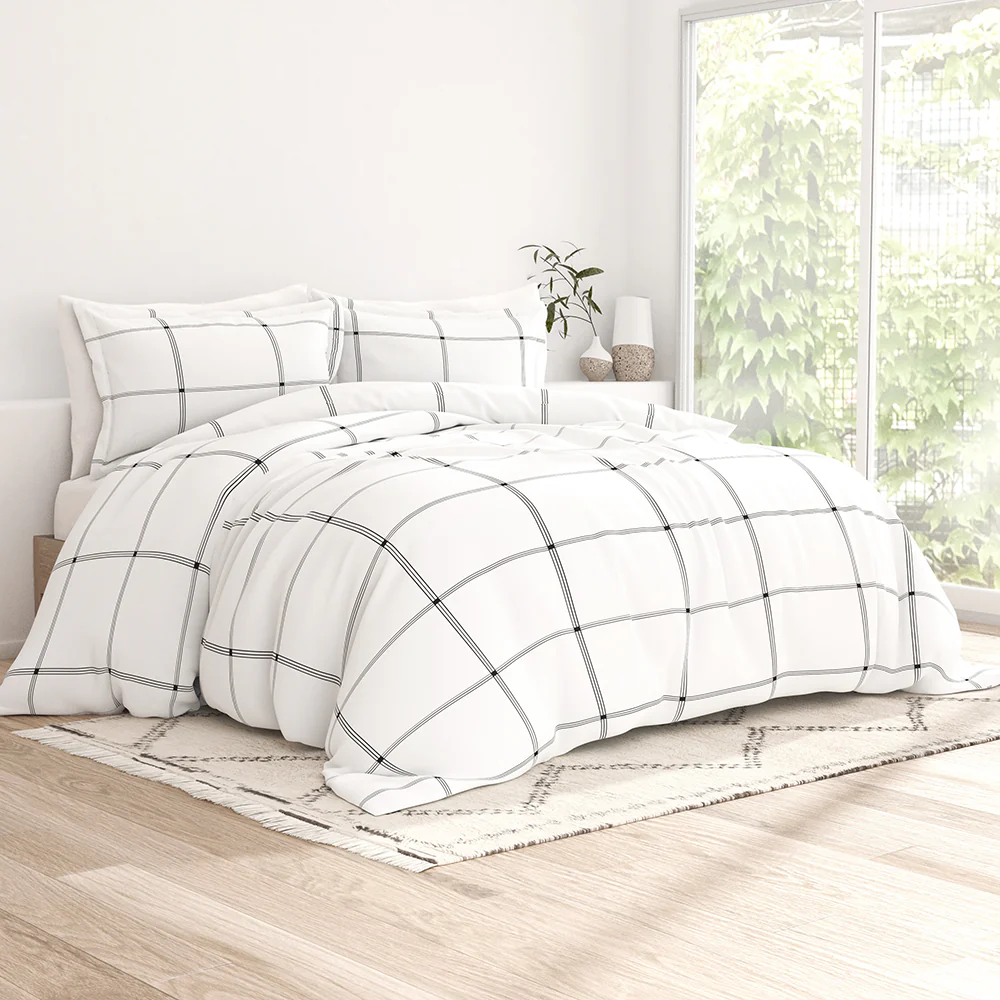 Grid Pattern 3-Piece Duvet Cover Set (Sale) - Image 2