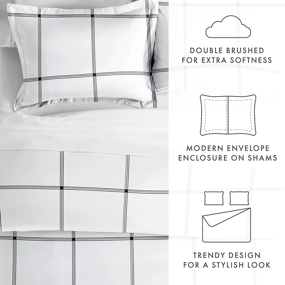 Grid Pattern 3-Piece Duvet Cover Set (Sale) - Image 8
