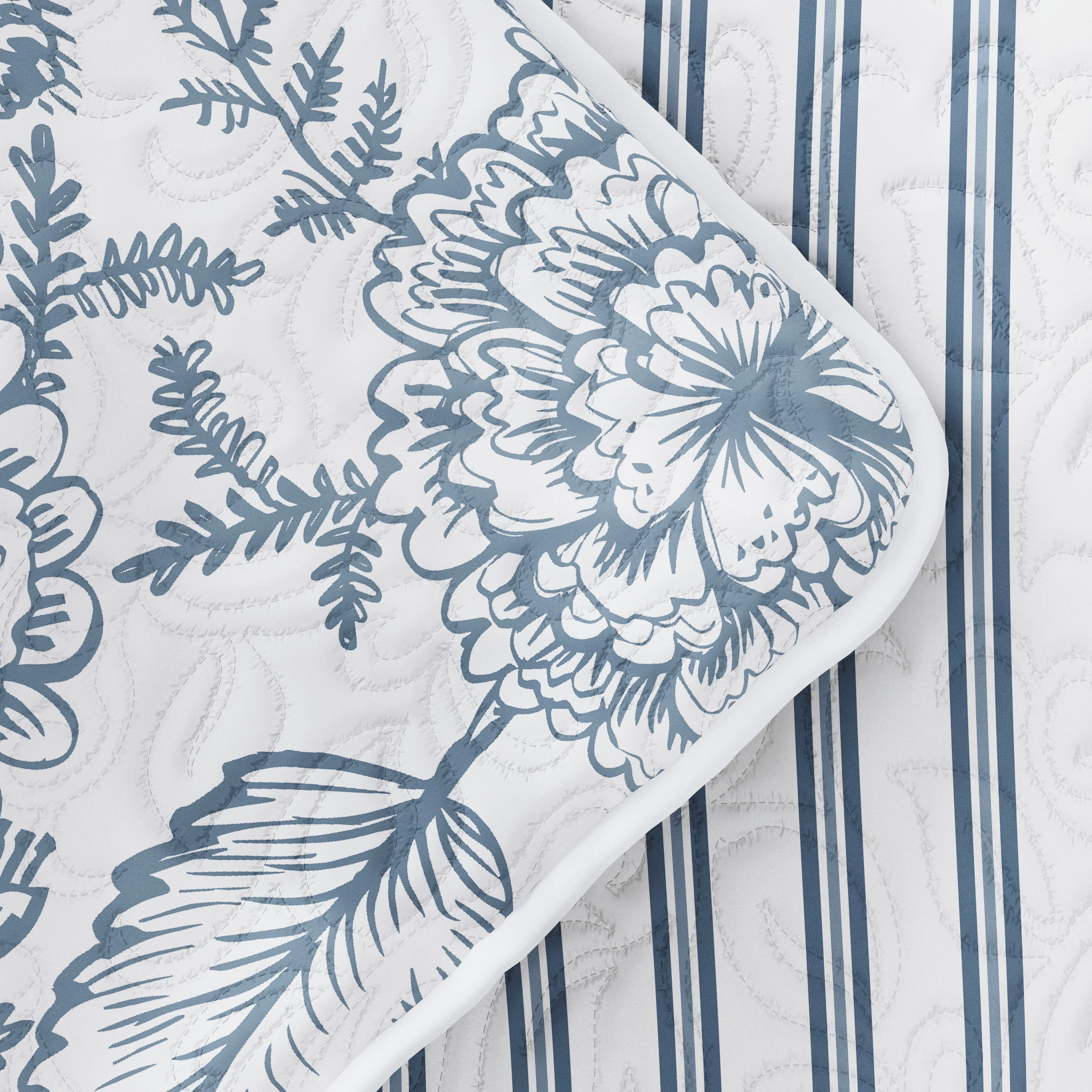 Jacobean/Stripe Reversible Quilted Coverlet Set (Sale) - Image 5