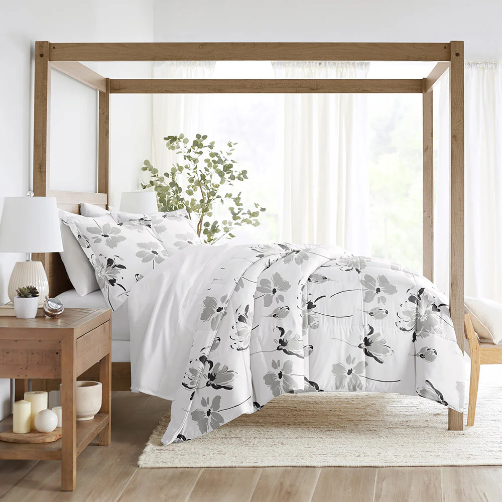 Magnolia Grey Patterned Down-Alternative Comforter Set (Sale) - Image 2