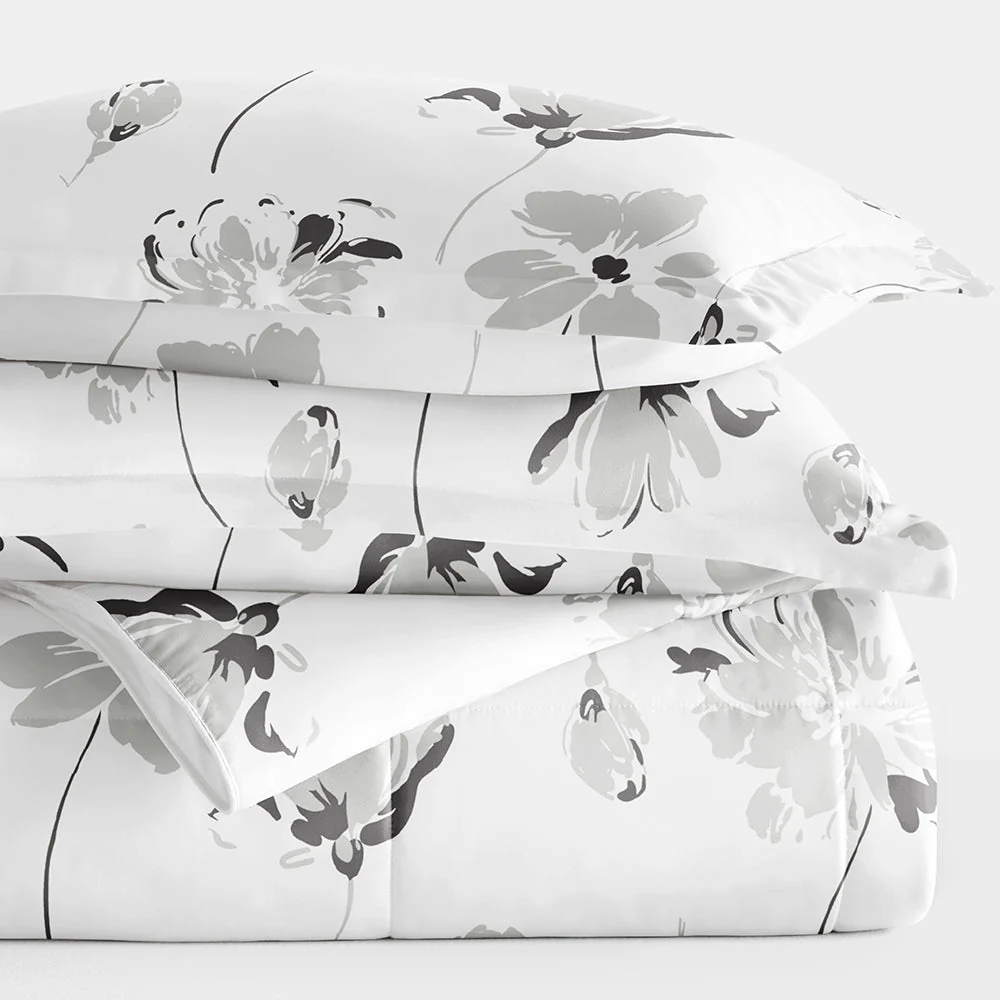 Magnolia Grey Patterned Down-Alternative Comforter Set (Sale) - Image 5