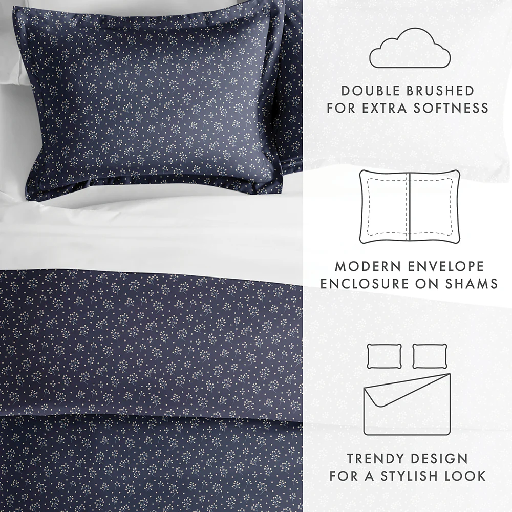 Midnight Blossoms Pattern 3-Piece Duvet Cover Set (Sale) - Image 8