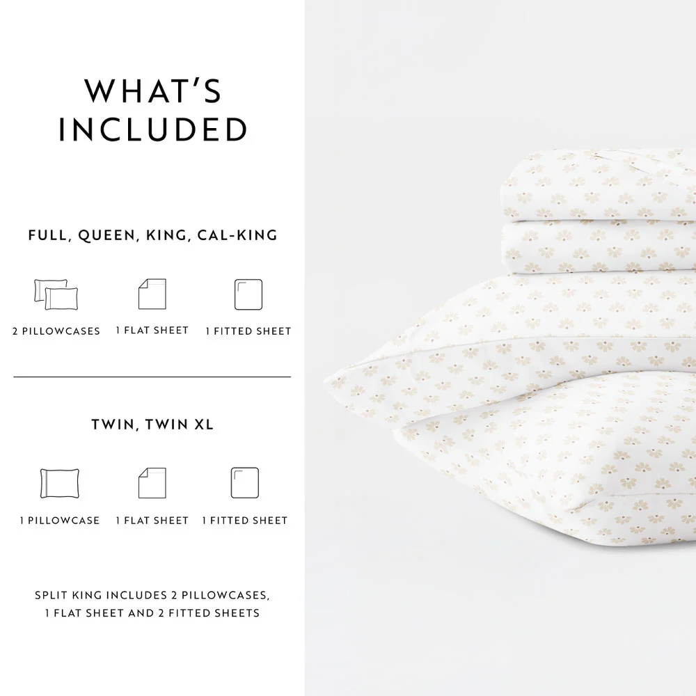 Moon Daisies 4-Piece Long Staple Cotton Sheet Set (Sale) - Image 10