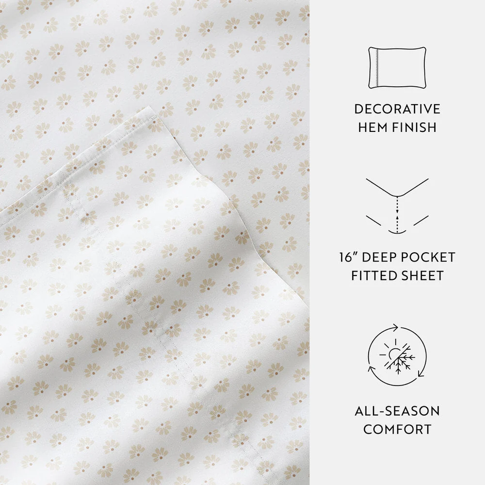 Moon Daisies 4-Piece Long Staple Cotton Sheet Set (Sale) - Image 9