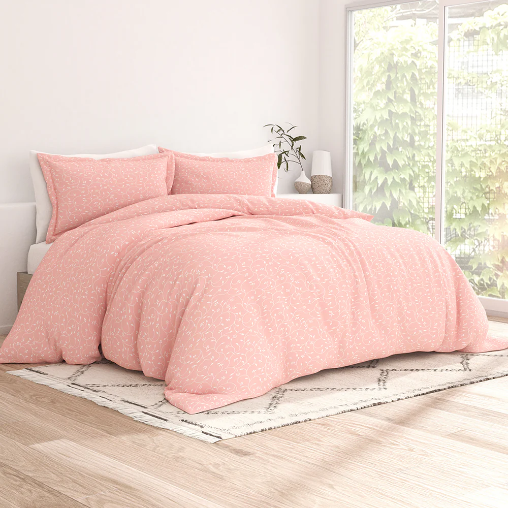 Pink Buds Pattern 3-Piece Duvet Cover Set (Sale) - Image 2