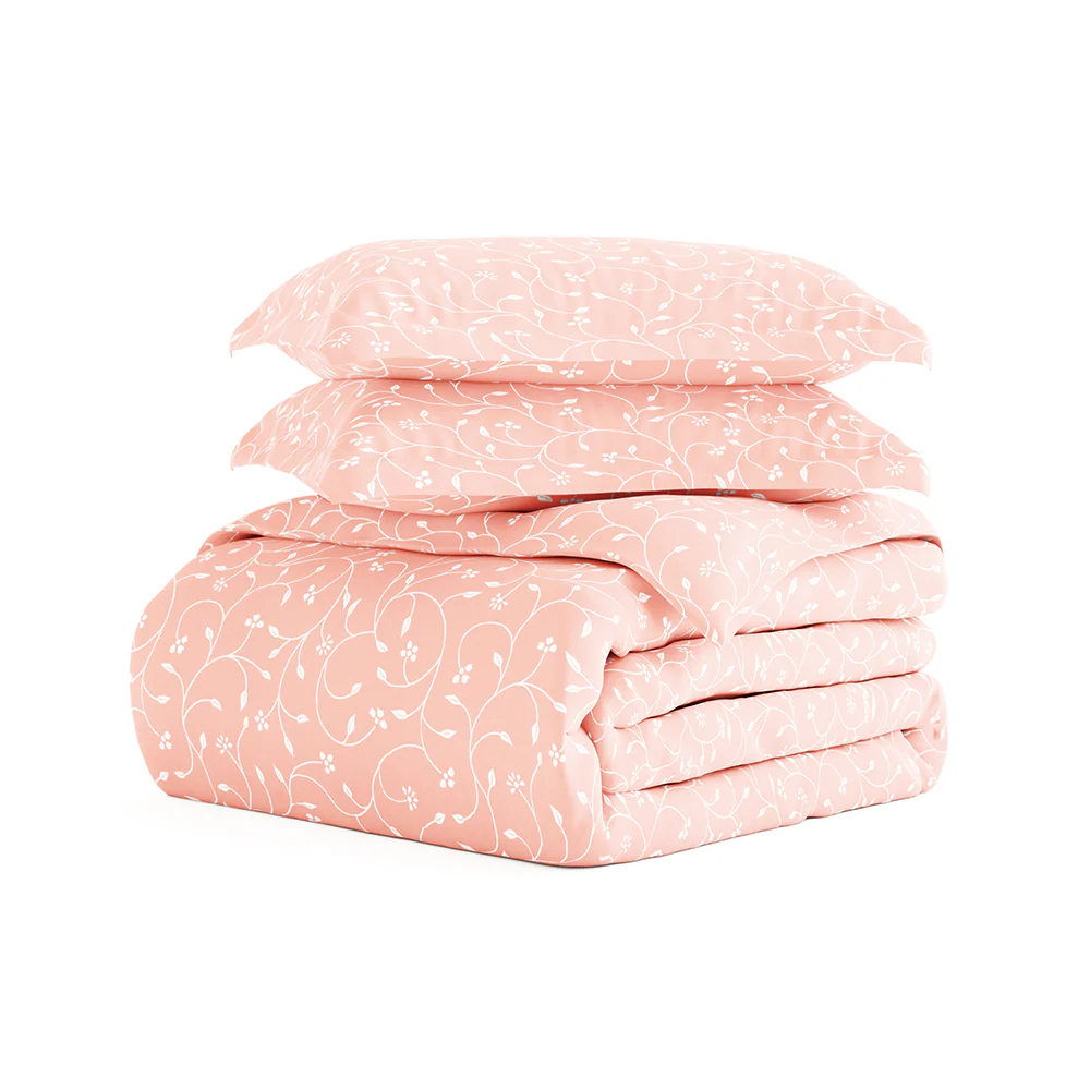 Pink Buds Pattern 3-Piece Duvet Cover Set (Sale) - Image 4