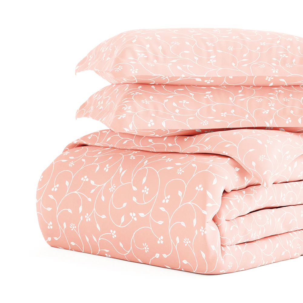Pink Buds Pattern 3-Piece Duvet Cover Set (Sale) - Image 5