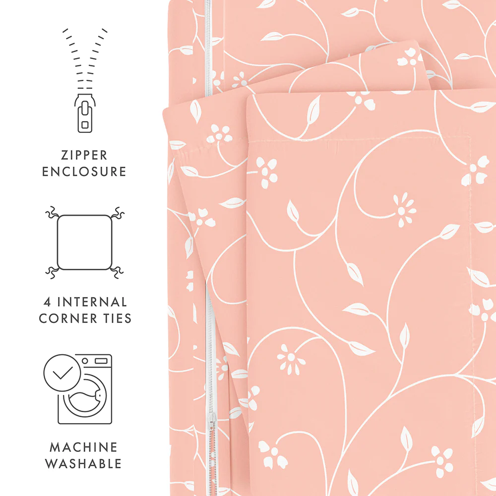 Pink Buds Pattern 3-Piece Duvet Cover Set (Sale) - Image 9
