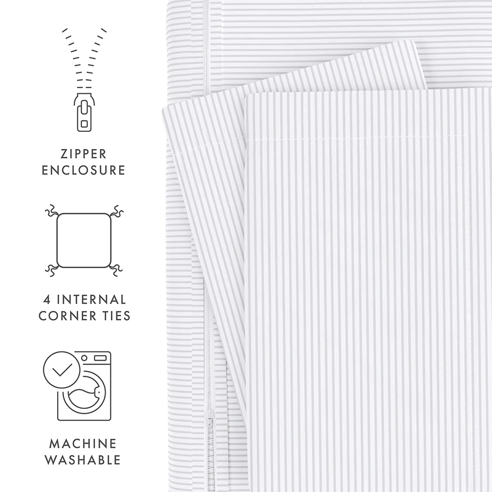 Pinstriped Pattern 3-Piece Duvet Cover Set (Sale) - Image 9