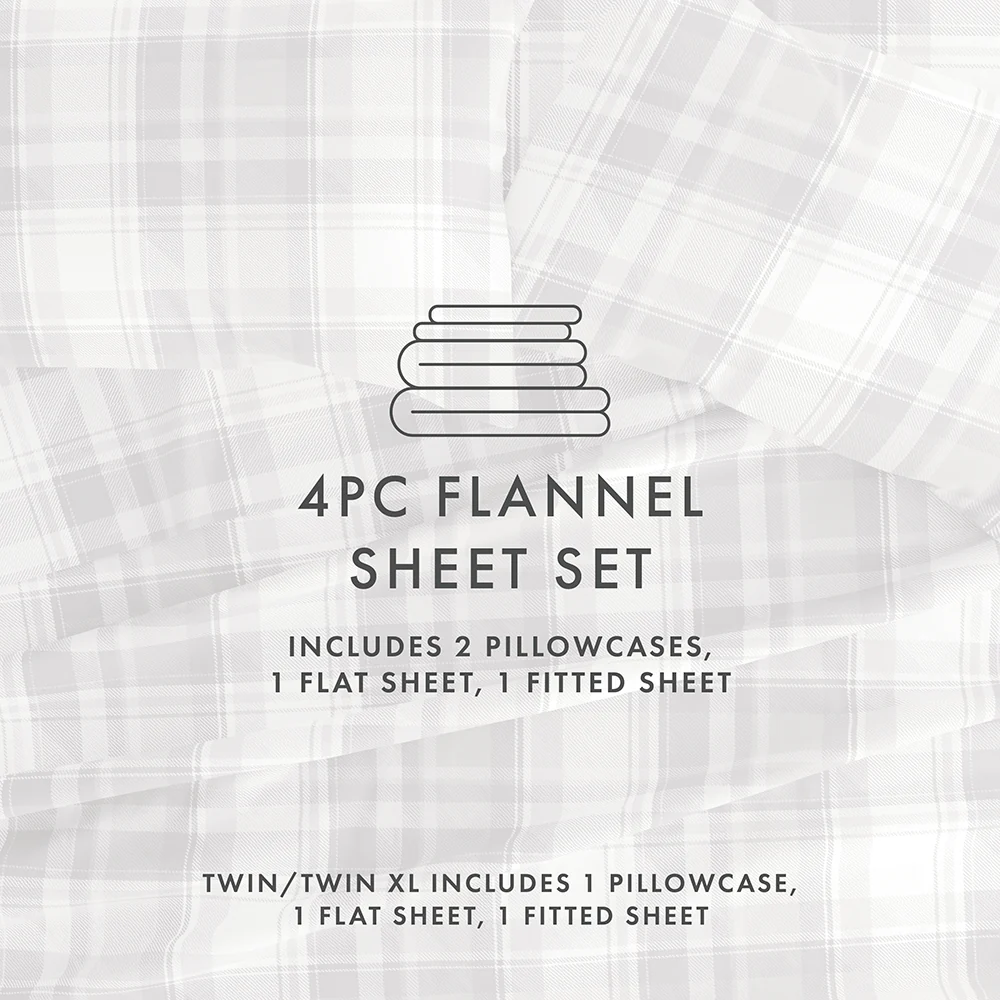 Plaid 4-Piece Flannel Sheet Set (Sale) - Image 5
