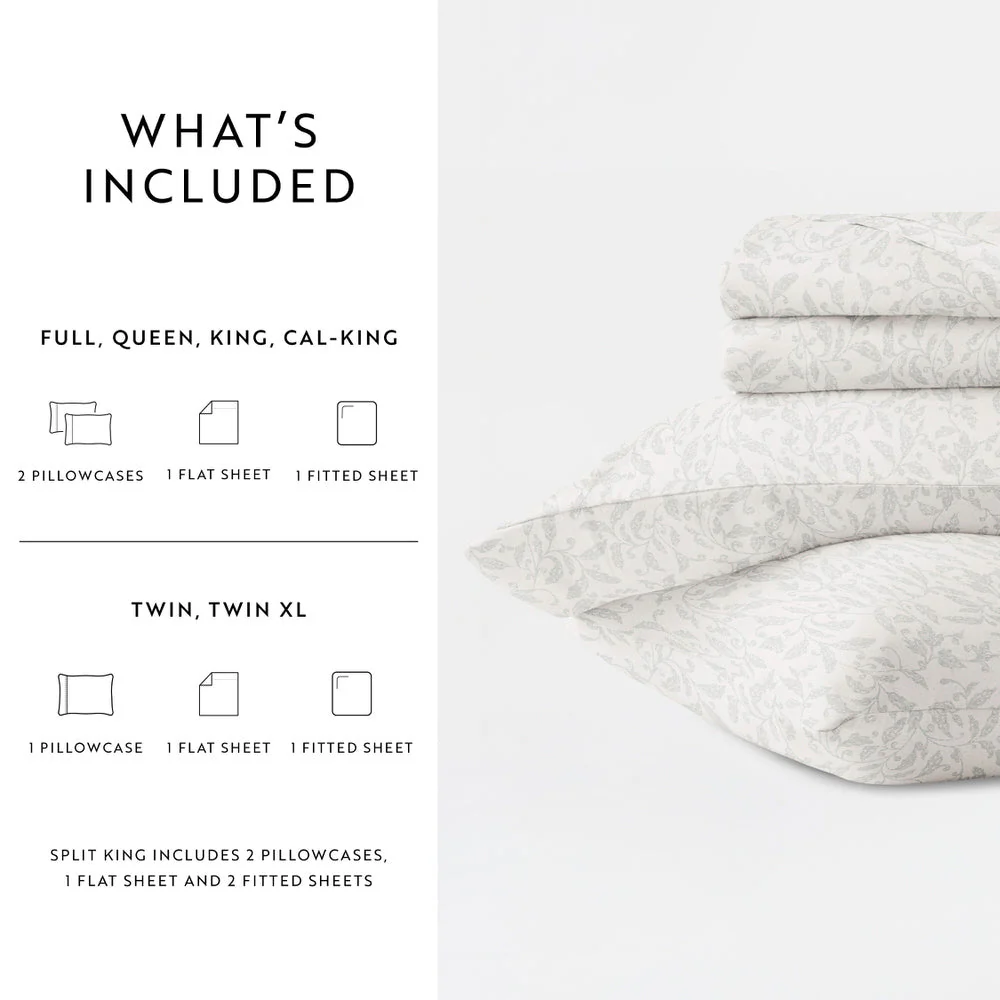 Romantic Vines 4-Piece Long Staple Cotton Sheet Set (Sale) - Image 10
