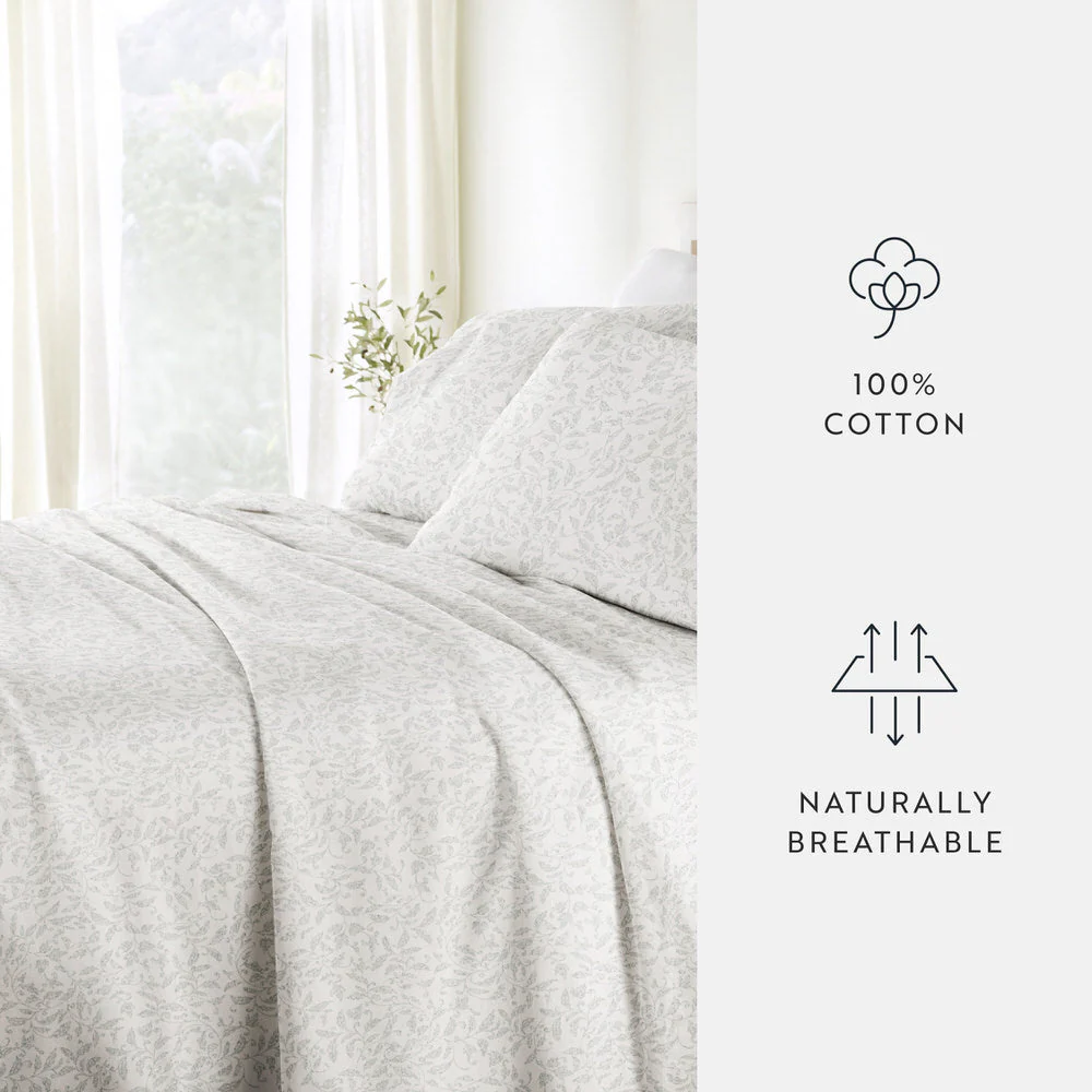 Romantic Vines 4-Piece Long Staple Cotton Sheet Set (Sale) - Image 8