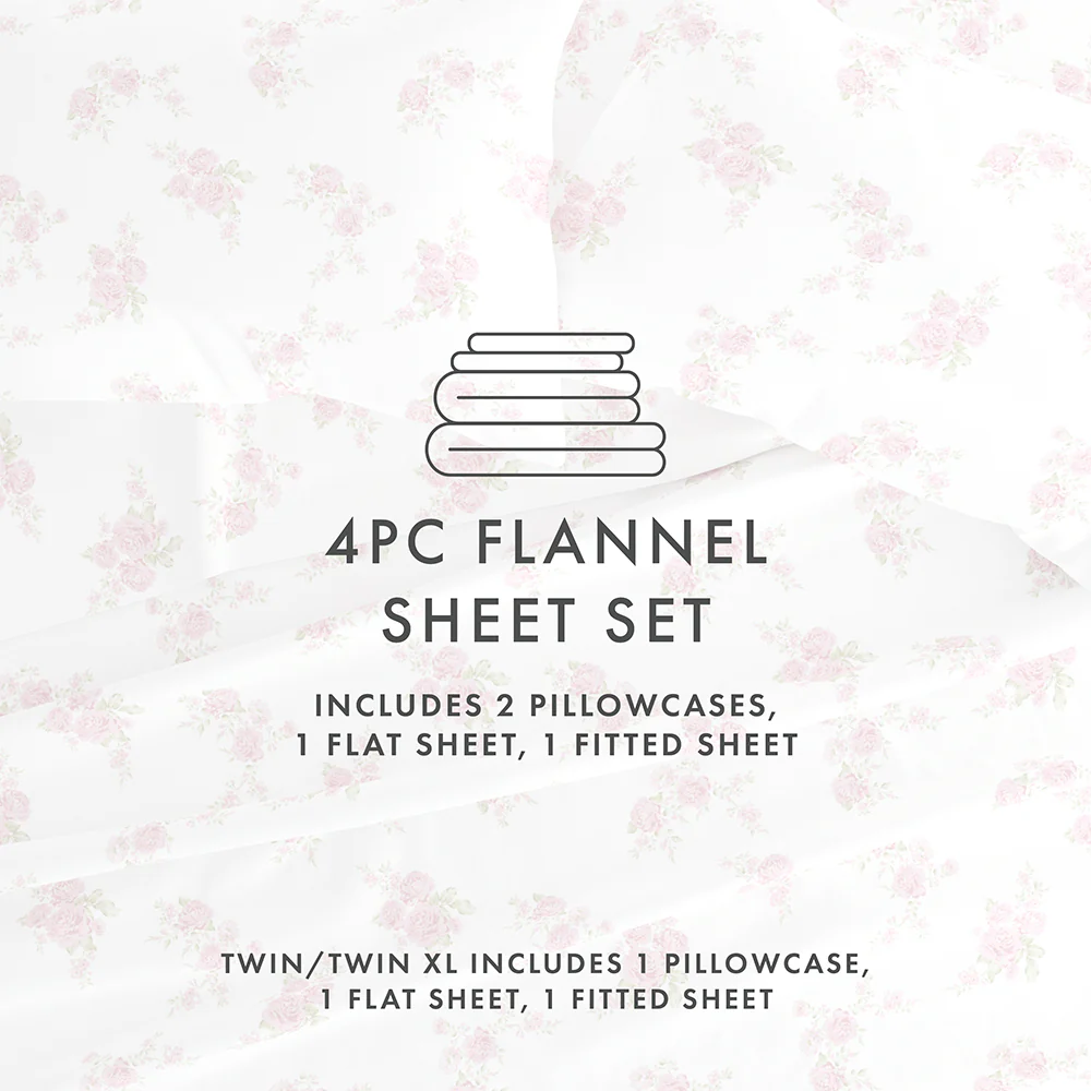 Rose Bunch 4-Piece Flannel Sheet Set (Sale) - Image 10