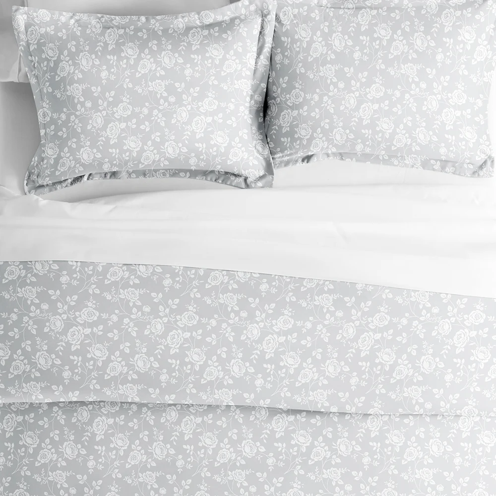 Rose Gray Pattern 3-Piece Duvet Cover Set (Sale) - Image 3