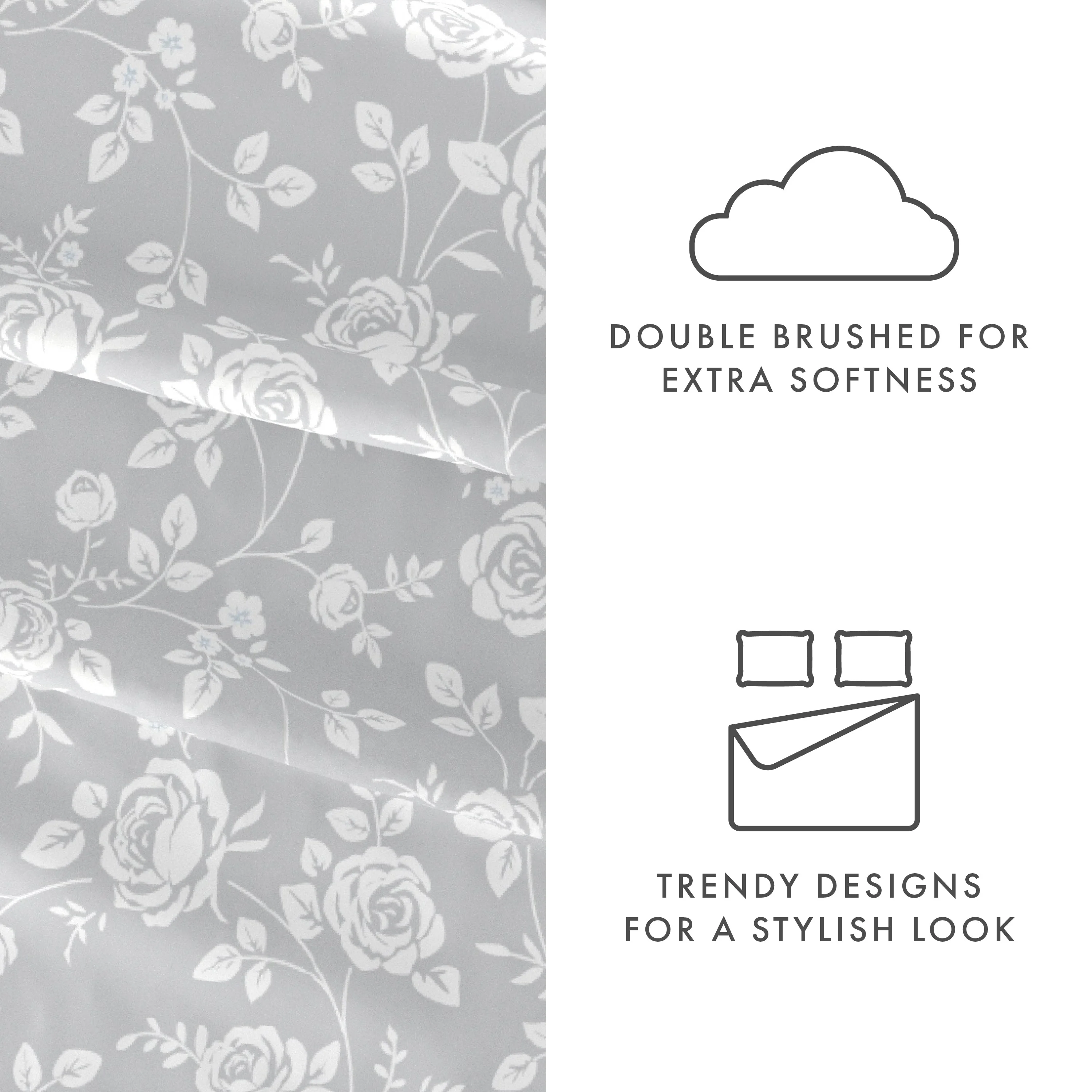 Rose Gray Pattern 4-Piece Sheet Set (Sale) - Image 6