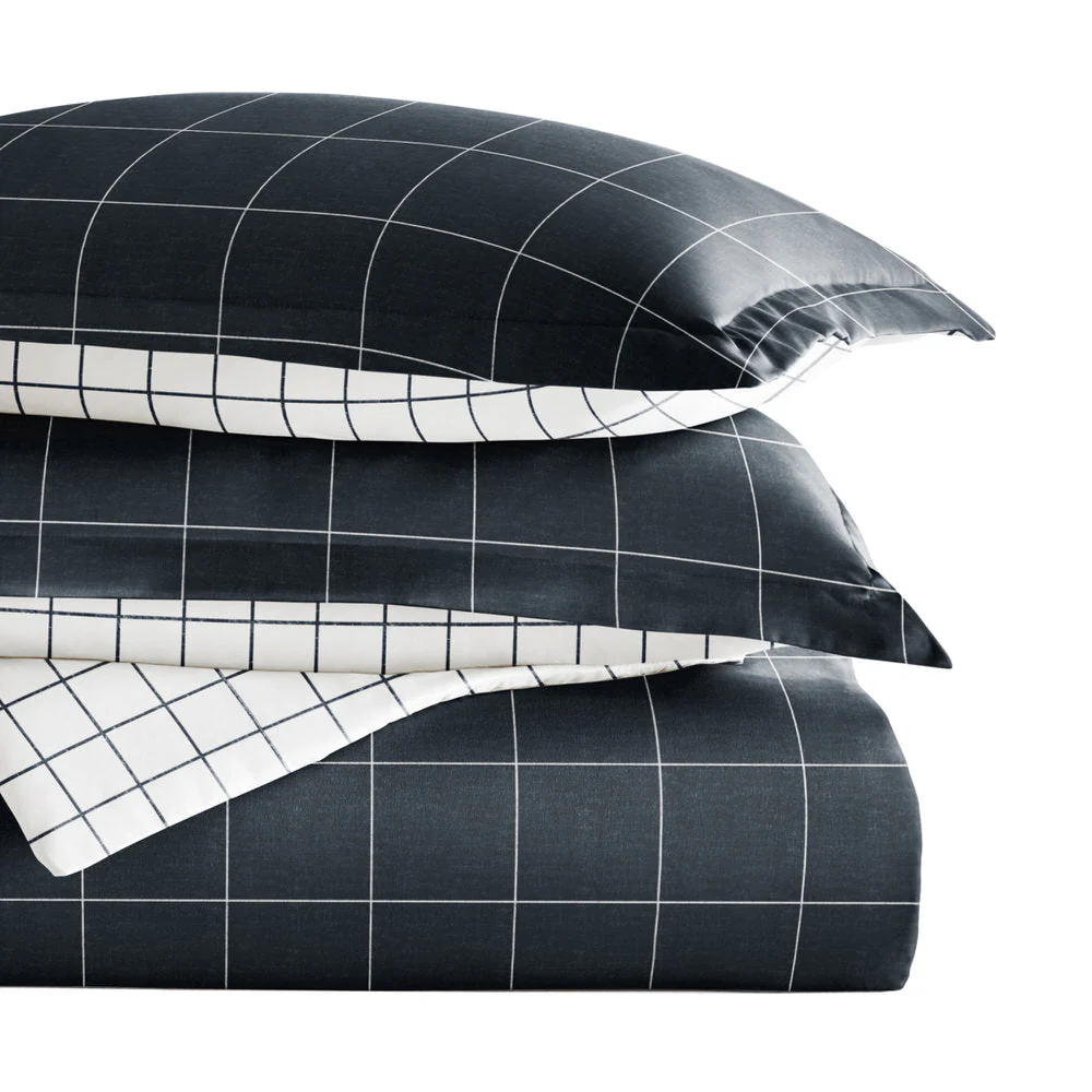 Rustic Windowpane Pattern 3-Piece Reversible Duvet Cover Set (Sale) - Image 11