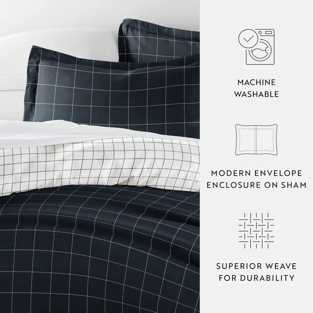 Rustic Windowpane Pattern 3-Piece Reversible Duvet Cover Set (Sale) - Image 13