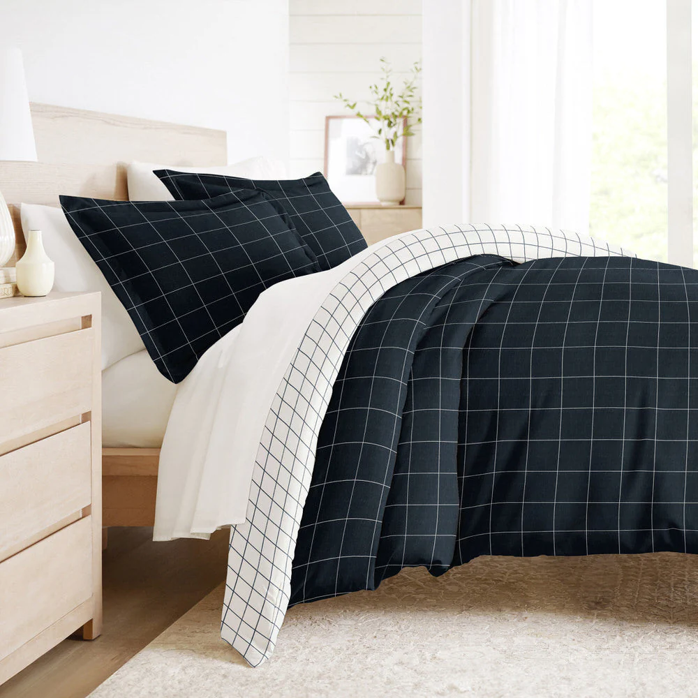 Rustic Windowpane Pattern 3-Piece Reversible Duvet Cover Set (Sale) - Image 3