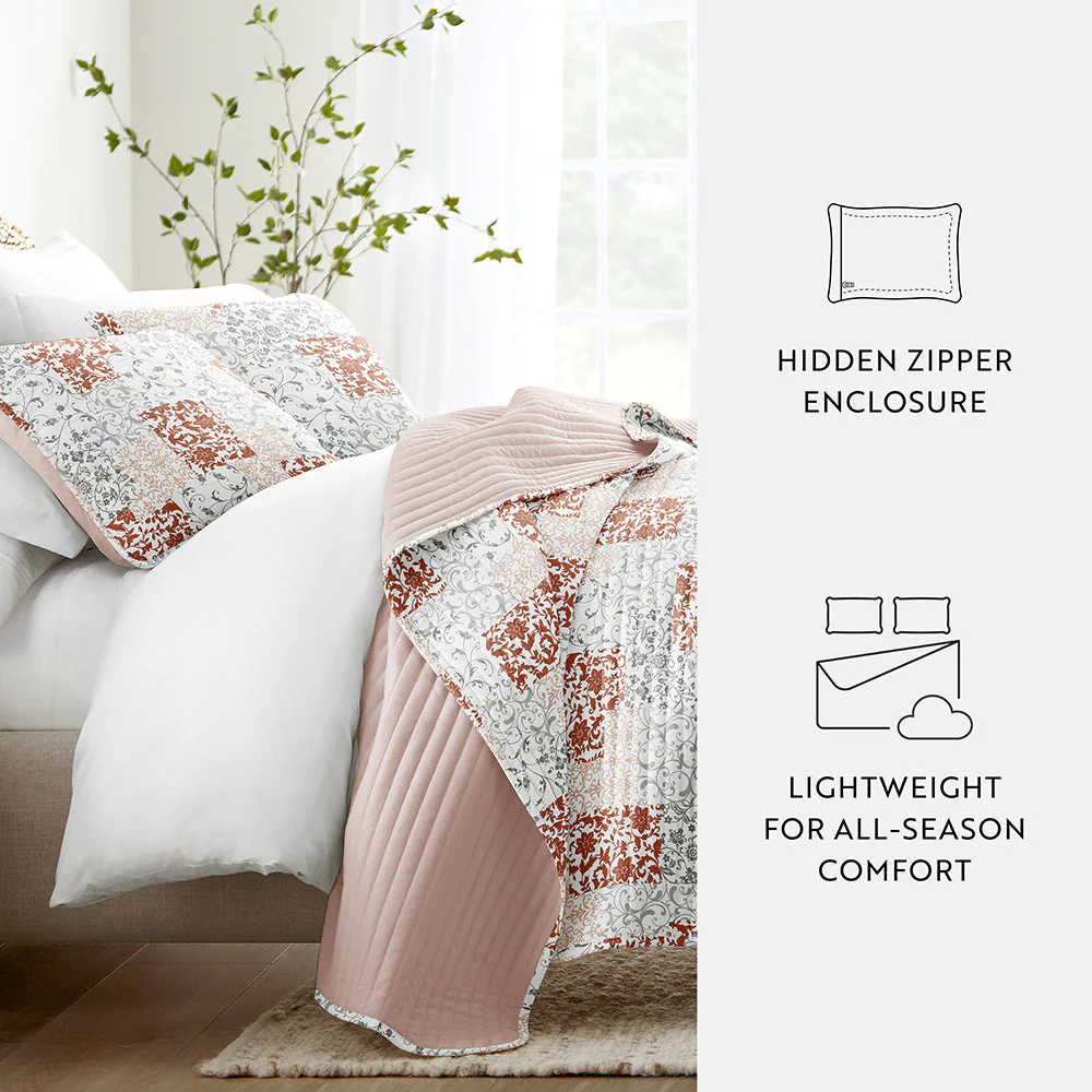Scrolled Patchwork Reversible Quilted Coverlet Set (Sale) - Image 16